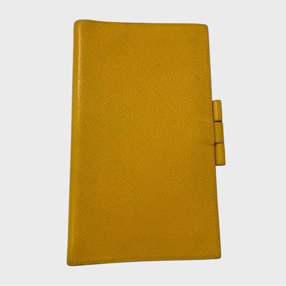 Hermes Yellow Leather Notebook Agenda Cover Passport Holder Travel - Picture 13 of 13